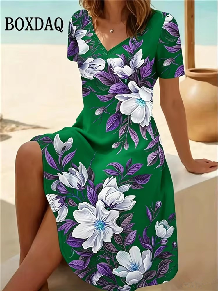 Romper Floral Print - 6XL Plus Size Women Dresses Summer