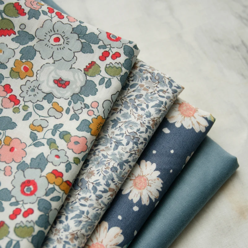 Romper Floral Print - 145x50cm Gray Blue Small Floral Thin