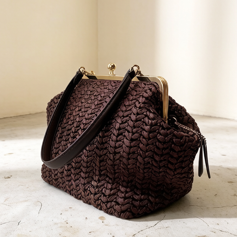 Hand-Woven Kisslock Frame Shou - огляд і ціна Crochet Bag Raffia