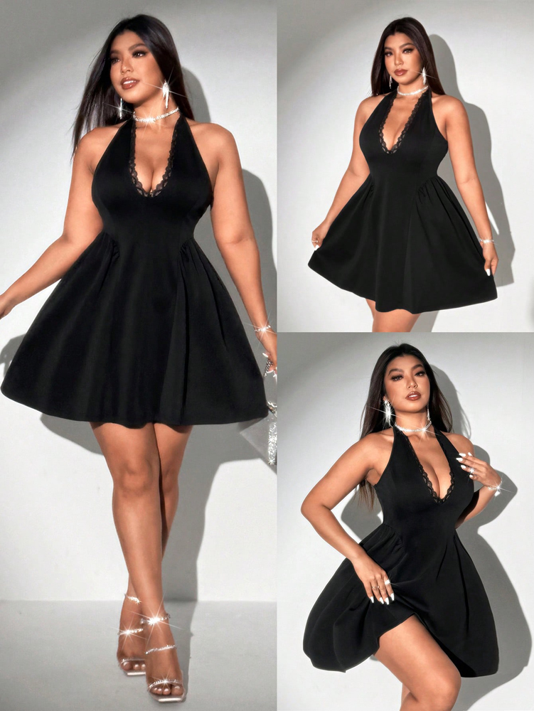 Plus Size Women Halter Black M - огляд і ціна Maxi Dress Halter